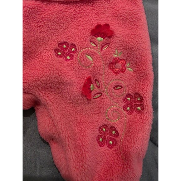 VINTAGE BRIGHT FUTURE Pink FLEECE Flowers ROMPER Girls SZ 0/3 M So Cute - Picture 4 of 6